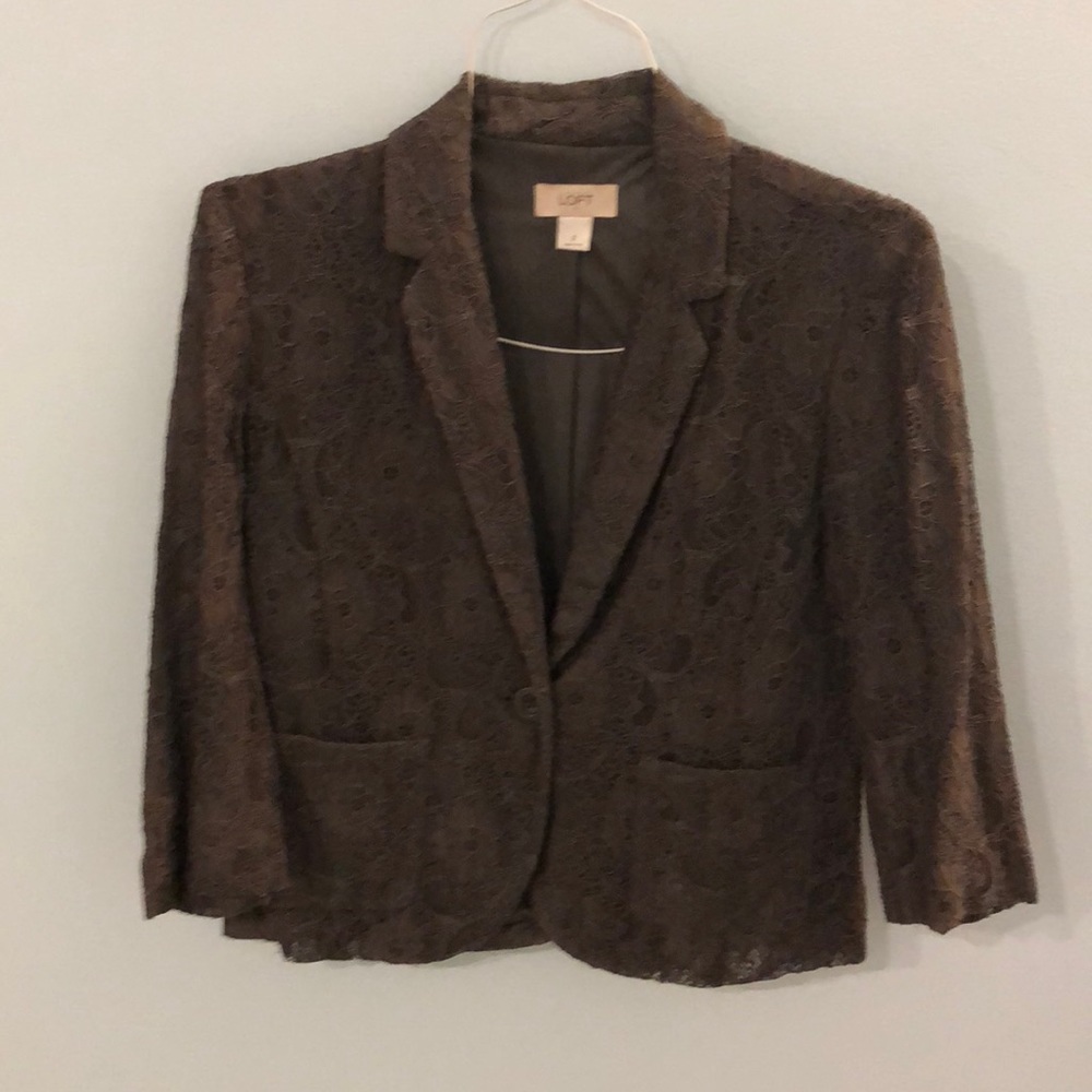 Loft Outlet Taupe Lace Blazer
